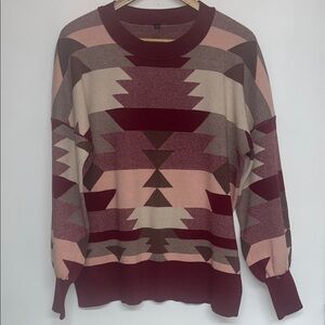 Boutique Sz Large Women’s Crew Neck Sweater, Western, Boho, Indie, Southwest